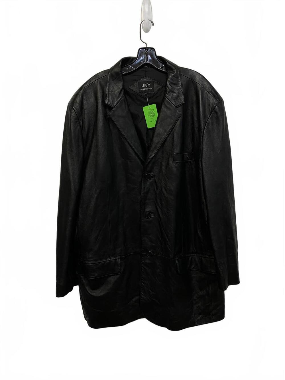 JNY Jones New York Men's Genuine 90s Y2K Leather Black Blazer Jacket 48L Plus